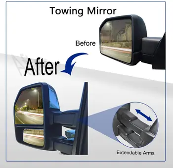 Vhodné pro Ford F150 Pickup 2016 2017 2018 2019 Chrome Tažné Zrcadla s 8 Pin Konektor Napájení Nastavení Zrcadla