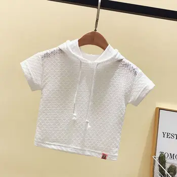 VIDMID dětské tričko s Kapucí Tištěné dětské Baby Girl Top Krátký Rukáv T-shirt dětské Bavlněné bílé tričko P112