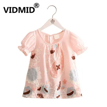 VIDMID Nové Módní Roztomilý krátký Rukáv odpališť topy Pro děti baby dívky Květinové tisk T-košile, oblečení dětské topy 7071 07
