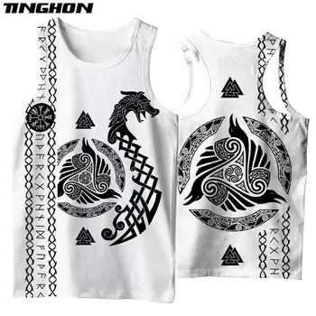 Viking symbol Tetování Raven 3D Tištěné pánské tričko vesta Harajuku Módní bez Rukávů T-shirt letní streetwear Unisex tílka 02