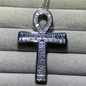 Vintage ANKH Cross Přívěsek AAAAA zirkon 925 Sterling silver Řetězce, Kříž Přívěsek Náhrdelník pro Ženy, Muže, Svatební šperky, Dárkové