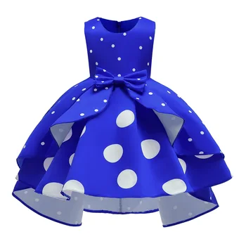 Vintage Dot tištěné Dívky šaty Mořská panna bez Rukávů Vánoční Šaty pro dívky, Velký Luk dětské šaty pro dívky princezna šaty party