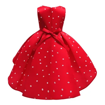 Vintage Dot tištěné Dívky šaty Mořská panna bez Rukávů Vánoční Šaty pro dívky, Velký Luk dětské šaty pro dívky princezna šaty party
