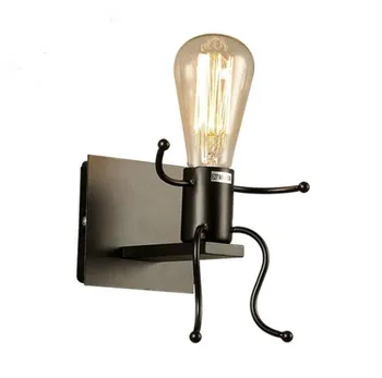 Vintage Kovové LED Nástěnné Lampy Kreativní Ložnice Noční Nástěnná Svítidla 1/2 Hlavice Průmyslová Dekor Černá/Bílá/Červená Žehlička Wandlamp