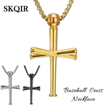 Vintage Kříž Náhrdelník S Přívěskem Z Nerezové Oceli Zlaté Kruhové Baseball Náhrdelník Řetěz Šperky Muži Ženy Krk Příslušenství Dárek