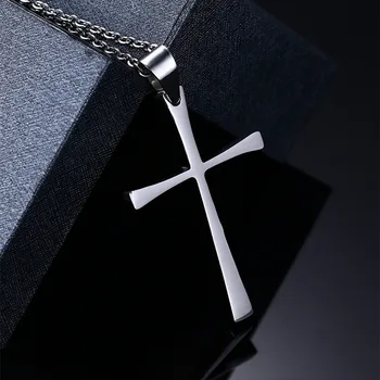 Vintage Náboženství, Bible Kříž Přívěsek Náhrdelník Stříbrné Barvy z Nerezové Oceli Otočný Kříž Náhrdelníky pro Christian Šperky