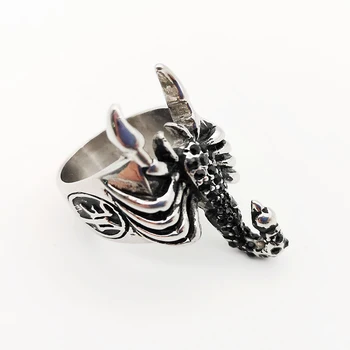 Vintage stříbrné barvy Scorpion prsteny pánské Black CZ kameny z nerezové oceli pohodě zvířat scorpion kroužky BKRG0001