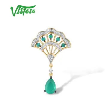 VISTOSO Zlatý Přívěsek Pro Ženy, Originální 14K Žluté Zlato 585 Magické Emerald Šumivé Diamantový Zásnubní Výročí Jemné Šperky