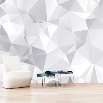 Vlastní 3D Nástěnné Malby Tapety Bílá Šedá Geometrické Moderní Obývací Pokoj TV Pozadí tapety Home Dekor Papel De Parede 3D