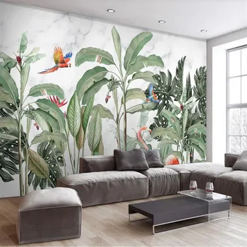 Vlastní 3D tapety nástěnné moderní minimalistický svěží deštný prales rostlin, zvířat flamingo pozadí stěny dekorace malování tapety
