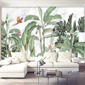 Vlastní 3D tapety nástěnné moderní minimalistický svěží deštný prales rostlin, zvířat flamingo pozadí stěny dekorace malování tapety