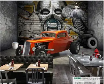 Vlastní foto nástěnné malby 3d tapet Rozšíření prostor retro vintage auto nostalgické restaurace doodle domů dekor tapety na stěny 3 d