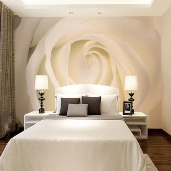 Vlastní Foto Nástěnné Moderní Minimalistický 3D White Rose Non-tkané Tapety Pro Obývací Pokoj Pohovka 3D Pozadí Zeď Tapety nástěnné Malby