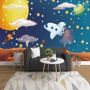 Vlastní Foto Tapety 3D Vesmír, Hvězdná Obloha, Kreslený Tapety dětský Pokoj Pozadí Stěny nástěnné Malby Papel De Parede Infantil