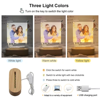 Vlastní Osobní Noční Lampy DIY Noci USB Lampa Pro Domácí Bedroon Dekorace Dárek Vlastní Text Foto
