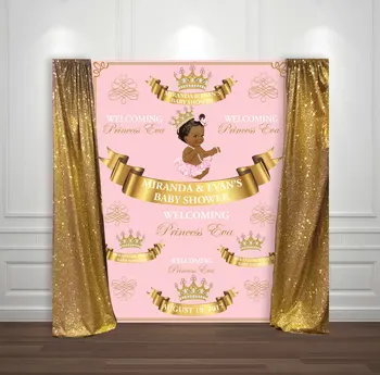 Vlastní růžová a zlatá princezna koruna miminko photo studio pozadí Vysokou kvalitu Počítačového tisku strana pozadí