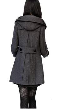 Vlněné kabáty Ženské Nové Zimní Kožešinovým Límcem Vlněné Kabát Vlny Kabát Ženy Kašmírový Kabát Zimní Bunda Ženy Ženy Plus 4XL