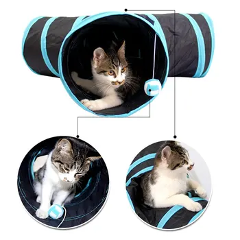 Vnitřní 3-way Skládací Kočičí Tunel Tube Kitty Tunelu Znuděný Kočka Pet Hračky Nahlédnout Díry Hračky