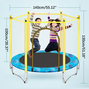 Vnitřní Kolo Mini Trampolína 1,2 m/1,4 m Děti Hrát Skákání Postel s Bezpečnostní Čistý Cvičení Krytu Podložka pod Fitness Vybavení Kit