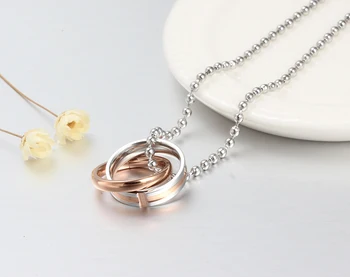 Vnox Nekonečná láska pár náhrdelník s přívěskem z nerezové oceli, dvojitá smyčka páry pro svatební vánoční šperky