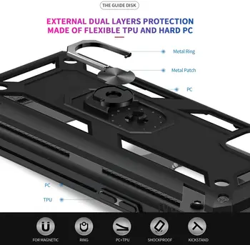 Vojenské Třídy pro Samsung Galaxy A51 A71 Případ s Tvrzené Sklo Screen Protector [2Pack] Rotující Držák na Stojánek