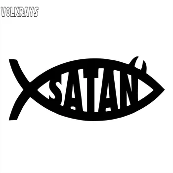 Volkrays Osobnosti Auto Samolepky Satan Ryb, Zvířat, Doplňky Reflexní Nepromokavé Opalovací krém Módní Vinyl Obtisk,4 cm*10 cm