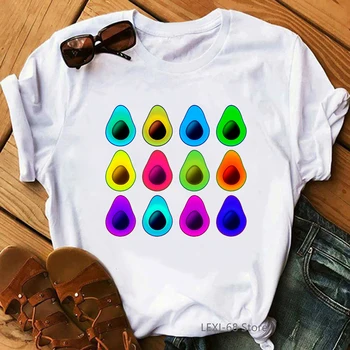 Vtipné Těhotná Avokádo tištěné tričko ženy harajuku kawaii karikatura ovoce design tee shirt femme dáma, ženy, t-košile, letní top