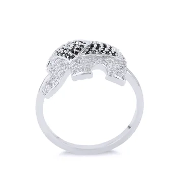 Vynikající Slon Kroužek Kreativní Jednoduché Barevné Zirkony Prsten Stříbrné Barvy Vykládané Šperky Populární Zásnubní Svatební Doplňky