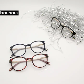 Vysoce kvalitní bauhaus ve tvaru kulaté Acetát rámu brýlí muži Retro brýle ženy krátkozrakost čtení brýle Oculos De Grau