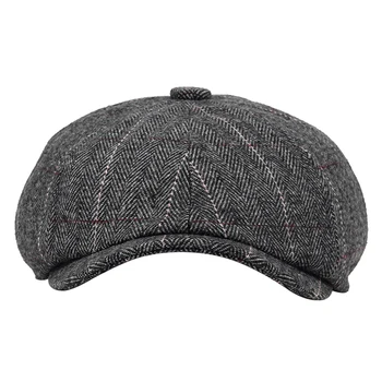 Vysoce kvalitní newboy klobouk kostkovaný baret klobouk, v zimě zima v teple čepice, muži a ženy módní divoké ležérní čepice sportovní čepice