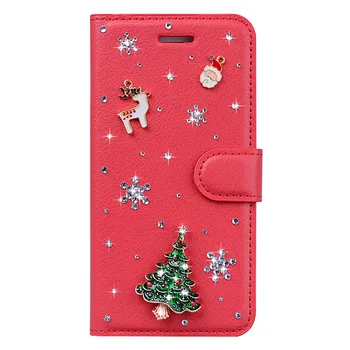 Vánoční mobilní telefon pouzdro Kožené Pouzdro pro Motorola Moto E5 G7 Plus Power play G5S G6 PLUS G4 Hrát E6 P40 filp peněženka kryt