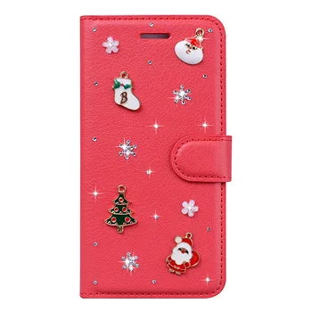 Vánoční mobilní telefon pouzdro Kožené Pouzdro pro Motorola Moto E5 G7 Plus Power play G5S G6 PLUS G4 Hrát E6 P40 filp peněženka kryt