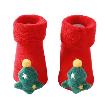 Vánoční Novorozené Dítě Dívky Chlapci 3D Kreslený Anti-Slip Ponožky, Pantofle, dítě, děti, děti v zimě teplé ponožky tlusté ponožky