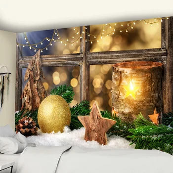 Vánoční Populární Visí Hadříkem Falešné Okno Scenérie Mimo Okno Gobelín Domácí Dekorace Vánoční Dárek
