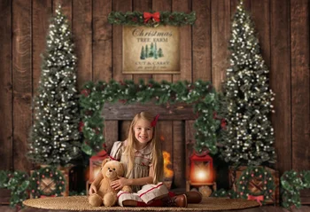 Vánoční Pozadí pro Vánoční Stromky, Okna Sníh Photocall Pozadí Photo Studio Focení Prop Krb Dekor Tapety