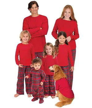 Vánoční Rodinné Odpovídající Kostkované Pyžamo Set Xmas Rodiny Pyžama Nastavit Nový Rok Kostýmy pro Dospělé Děti, oblečení na Spaní noční Prádlo