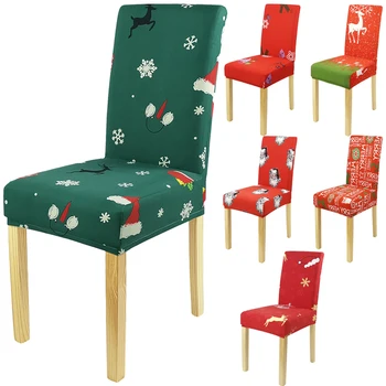 Vánoční Židle Kryt Spandex Potahy Na Židle Jídelní, Pro Vánoční Dekorace Sob Vánoční Jelen Santa Claus Veselé Vánoce