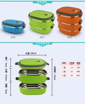 Vícevrstvé Tepelné Oběd Box Bento Lunchbox Pevné Mísy Z Nerezové Oceli Potravin, Nádoby Kuchyňské Nádobí Vytápěného Skladu Děti