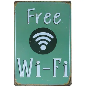 Vítejte! Wi-fi zdarma. Domov je tam, kde je wifi. vintage plechové znamení retro kovová deska malířství nástěnné dekorace pro cafe bar pub club