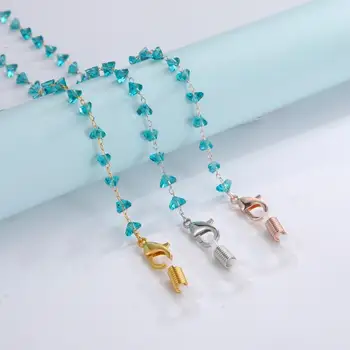 Výstružníku Modrá Crystal Řetězce pro Elegantní Brýle Korálky Řetěz pro Masku Krku Držák na sluneční Brýle Popruhy na Čtení Brýle, Šňůrky na krk