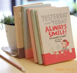 Včera a dnes vždy úsměv Korea papírnictví červená karkulka box deník daily poznámky organizátor, plánovač