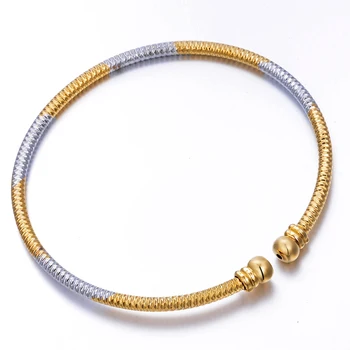 WANDO 4ks/lot zlata barva Náramky Pro Ženy Dívka Šperky Gravírování náramek Manžety Pár Čistý Otevřený Náramek Ženy, dárek, B160
