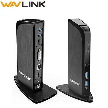 Wavlink Univerzální USB C Duální Dokovací Stanice S 4K HDMI DVI Gigabit RJ45 60W PD Pro Okna Pracovní on-Line
