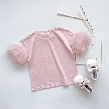 WeLaken 2019 Nové Mesh Rukáv Módní Školní Trička Pro Holky, Baby Holky Tees Pevné T-košile Pro Batole Dívky Baby Girl Oblečení