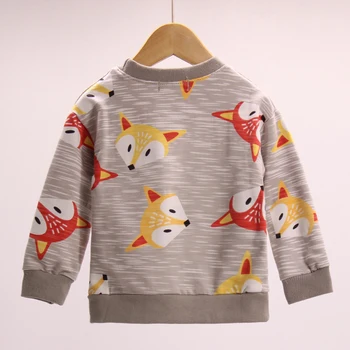 WeLaken Chlapci Ležérní Kabát Kreslený Zvíře Fox Vzor Dívky Mikiny s kapucí Vynosit Jarní dětské Oblečení Děti Dlouhý Rukáv T-shirt