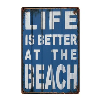 [ WellCraft ] Tiki Bar Léto Se Blíží Život Je Lepší Na Pláži cedule Plakáty Vintage Nástěnné Malby na Zakázku Dekor WW10