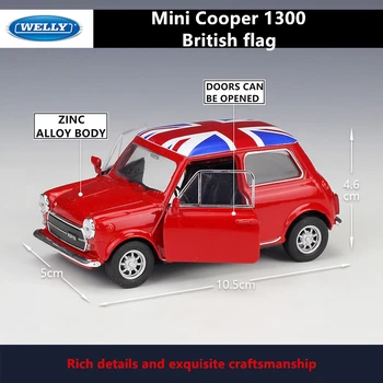 WELLY 1:36 Mini Cooper 1300 slitiny model vozu Simulace stroje Sbírku hraček pull-back vozidla Dárkové kolekce