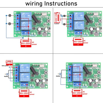 Wenqia Vypínačem AC85~250V 10A 2200W 2CH 2 gangy 433rf Dálkové Ovládání Bezdrátový Přijímač Relé Modul pro Ligh/Moto/Elektrické Dveře