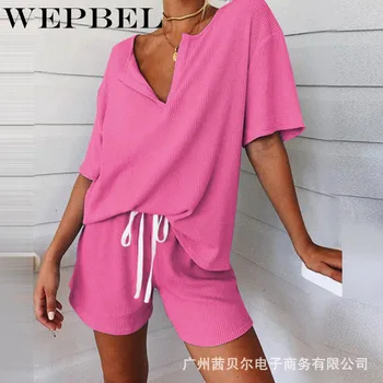 WEPBEL Volné Krátké Ženy, oblečení na Spaní Pyžamo Set Letní Dívky Pohodlné Domácí Oblečení Set
