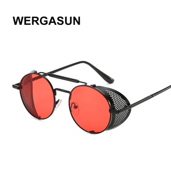 WERGASUN Retro sluneční Brýle Steampunk Kolo Designer Parní Punk Metal sluneční Brýle, Štíty Muži Ženy UV400 Gafas de Sol